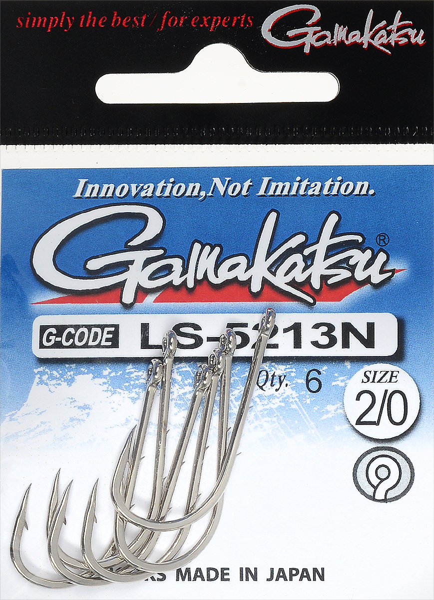 Крючок рыболовный Gamakatsu LS-5213N, размер 2/0, 6 шт8225 Крючок рыболовный Gamakatsu LS-5213N, размер 2/0, 6 шт8225Крючок Gamakatsu LS-5213N предназначен для ловли крупной рыбы. Изделие изготовлено из высококачественной и прочной стали. Крючок прекрасно справляется с любой рыбой как на море, так и на спокойной воде. Размер: 2/0.Количество: 6 шт. Вид головки: кольцо.