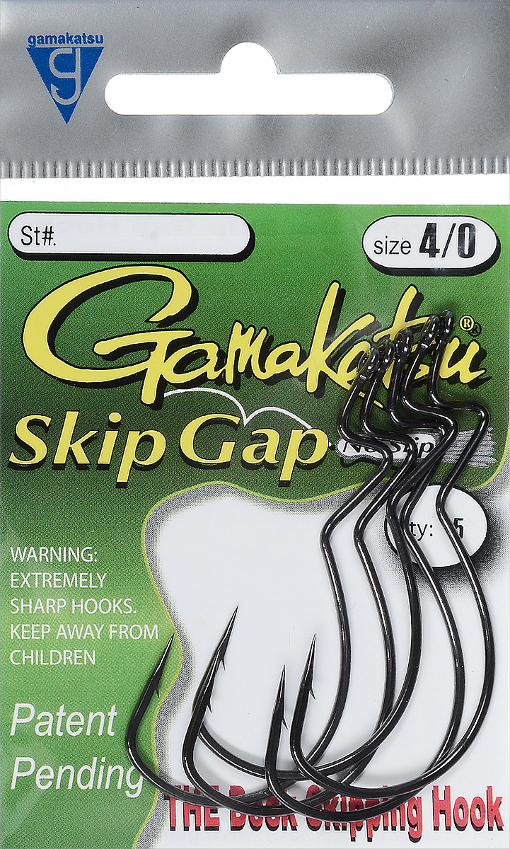 Крючок рыболовный Gamakatsu Skip Gap Minor, размер 4/0, 5 шт14654800600 Крючок рыболовный Gamakatsu Skip Gap Minor, размер 4/0, 5 шт14654800600Крючок Gamakatsu Skip Gap Minor прекрасно подойдет для ловли крупной рыбы. Изделие изготовлено из высококачественной стали. Офсетный крючок предназначен для крепления силиконовых и мягких приманок. Крючок идеально справляется с любой рыбой как на море, так и на спокойной воде. Размер: 4/0.Количество: 5 шт. Вид головки: кольцо.
