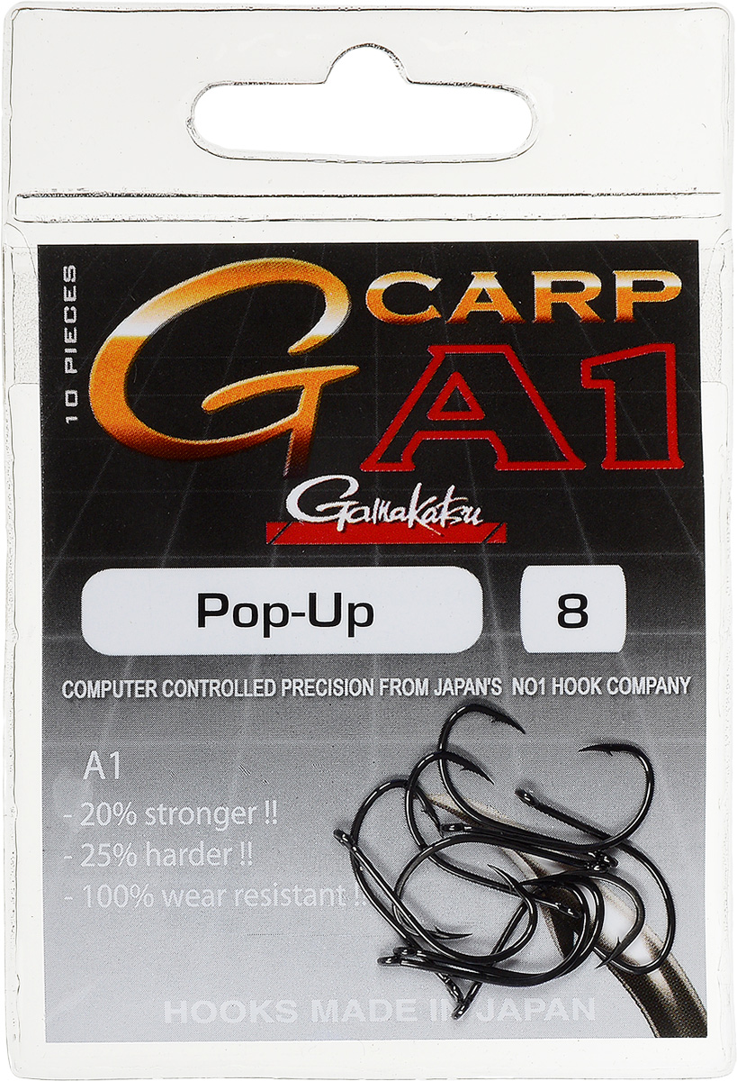 Крючок рыболовный Gamakatsu A1 G-Carp Pop-up, размер 8, 10 шт14792600100 Крючок рыболовный Gamakatsu A1 G-Carp Pop-up, размер 8, 10 шт14792600100Крючок Gamakatsu A1 G-Carp Pop-up подходит для ловли карпа. Изделие изготовлено из стали повышенной прочности. Крючок долго остается острым и легко впивается даже в твердую кость. Крючок имеет боковой отгиб, жало подогнуто. Применяется в составе волосяных оснасток с тонущими насадками, а также с насадками типа снеговик. Подходит для растительных и животных насадок. Крючок прекрасно справляется на участках дна с наличием донного мусора. Размер: 8.Количество: 10 шт. Вид головки: кольцо.