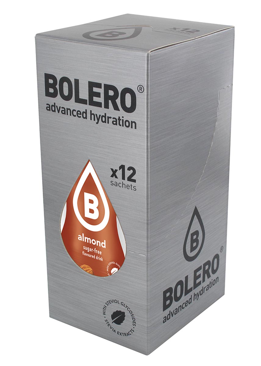 Напиток быстрорастворимый Bolero Almond / Миндаль, 9 г х 12 штWRA523700 Напиток быстрорастворимый Bolero Almond / Миндаль, 9 г х 12 штWRA523700Что же такое Bolero Drinks?В первую очередь это - вкусовая добавка без сахара, без глютена, без жиров и углеводов.Bolero Drinks – это мгновенные напитки, которые не содержат сахар, не содержат лактозы, не содержат консервантов, не содержат глютен, не содержат искусственных вкусовых и цветообразующих добавок!!!!!!! Каждый пакетик Bolero Drinks на Стивии весит 9 г, и его достаточно, чтобы подготовить 1,5-2 литра сока, в зависимости от вашего желания. Эти маленькие пакетики очень удобно носить с собой, и подготовка натурального напитка проста - просто добавьте в 1,5-2 литра холодной воды и размешайте. Но Bolero Drinks – это не только напитки. Это великолепное дополнение к каше, творогу и другим субстанциям. Состав: Без добавления ГМО. Не содержит Глютен, без сахара. Кислоты: лимонная кислота, яблочная кислота, мальтодекстрин; ароматические и вкусовые вещества; L-аскорбиновая кислота. Натуральные ароматизаторы и подсластители: ацесульфам К, сукралоза,стевиогликозиды (экстракты стевии), регулятор кислотности: тринатрийцитрат. Разрыхлитель: трикальцийфосфат; Загустители: гуаровая камедь, гуммиарабик (аравийская камедь).
