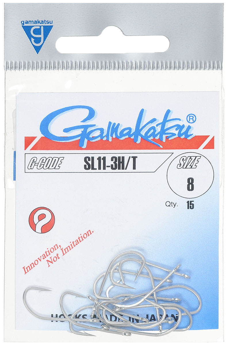 Крючок рыболовный Gamakatsu SL11-3H/T, размер 8, 15 шт010-01199-01 Крючок рыболовный Gamakatsu SL11-3H/T, размер 8, 15 шт010-01199-01Крючок Gamakatsu SL11-3H/T прекрасно подойдет для ловли крупной рыбы. Изделие изготовлено из высококачественной и прочной стали. Подходит для растительных и животных насадок. Крючок идеально справляется с любой рыбой как на море, так и на спокойной воде. Размер: 8.Количество: 15 шт. Вид головки: кольцо.