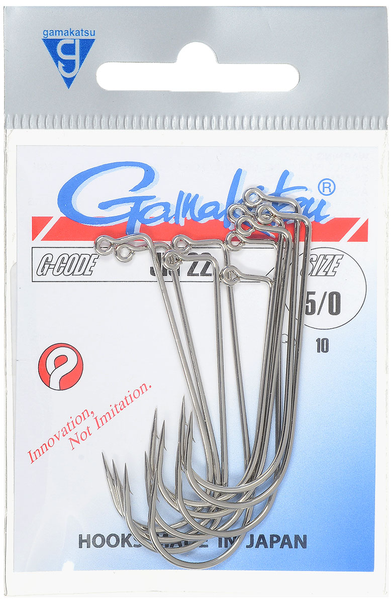 Крючок рыболовный Gamakatsu Jig 22, размер 5/0, 10 штG-Bait № 24 Крючок рыболовный Gamakatsu Jig 22, размер 5/0, 10 штG-Bait № 24Крючок Gamakatsu Jig 22 прекрасно подойдет для ловли рыбы. Изделие изготовлено из высококачественной стали и имеет изогнутое жало. Крючок предназначен для рыбалки нахлыстом. Крючок идеально справляется с любой рыбой как на море, так и на спокойной воде. Размер: 5/0.Количество: 10 шт. Вид головки: кольцо.