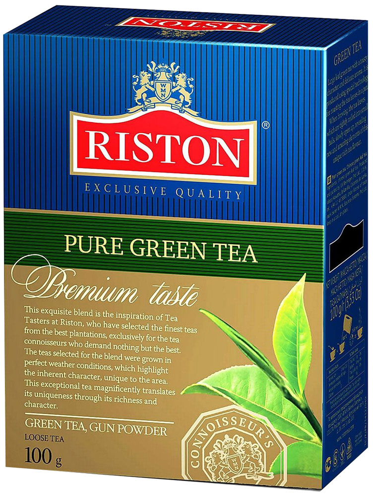 Riston Gun Powder зеленый листовой чай, 100 г0120710 Riston Gun Powder зеленый листовой чай, 100 г0120710Крупнолистовой зеленый чай Riston с крепким настоем и тонким ароматом. Приготовлен по специальной технологии прокаливания чайных листьев на сковороде. При заваривании чаинки, туго скрученные в маленькие шарики, медленно распускаются, раскрывая новые удивительные грани необычайно богатого чайного букета. Стандарт GP.