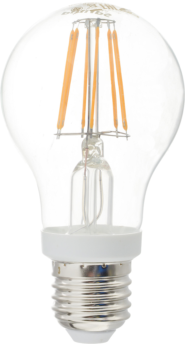 Лампа светодиодная Philips, цоколь E27, 7,5W, 2700КC0044702 Лампа светодиодная Philips, цоколь E27, 7,5W, 2700КC0044702Современные светодиодные лампы Philips экономичны, имеют долгий срок службы и мгновенно загораются, заполняя комнату светом. Лампа классической формы и высокой яркости позволяет создать уютную и приятную обстановку в любой комнате вашего дома.Светодиодные лампы потребляют на 89 % меньше электроэнергии, чем обычные лампы накаливания, излучая при этом привычный и приятный теплый свет. Срок службы светодиодной лампы Philips составляет до 15 000 часов, что соответствует общему сроку службы 15 ламп накаливания. В результате менять лампы приходится значительно реже, что сокращает количество отходов.Напряжение: 220-240 В. Световой поток: 806 lm.Угол светового пучка: 270°.