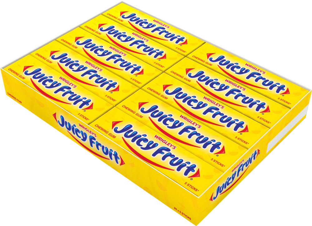Juicy Fruit жевательная резинка без сахара с ароматом фруктов, 20 пачек по 13 г0120710 Juicy Fruit жевательная резинка без сахара с ароматом фруктов, 20 пачек по 13 г0120710Классический фруктовый вкус в пластинках, давно полюбившийся многим потребителям жевательной резинки.Уважаемые клиенты! Обращаем ваше внимание, что полный перечень состава продукта представлен на дополнительном изображении.
