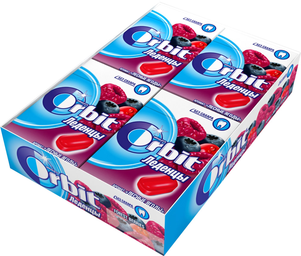 Orbit Лесные ягоды леденцы, 8 пачек по 35 г0120710 Orbit Лесные ягоды леденцы, 8 пачек по 35 г0120710Леденцы Orbit с ароматом лесных ягод без сахара помогут сохранить свежее дыхание и насладиться ярким вкусом. Вкусные и освежающие леденцы для уверенной улыбки в любой ситуации!Уважаемые клиенты! Обращаем ваше внимание, что полный перечень состава продукта представлен на дополнительном изображении.