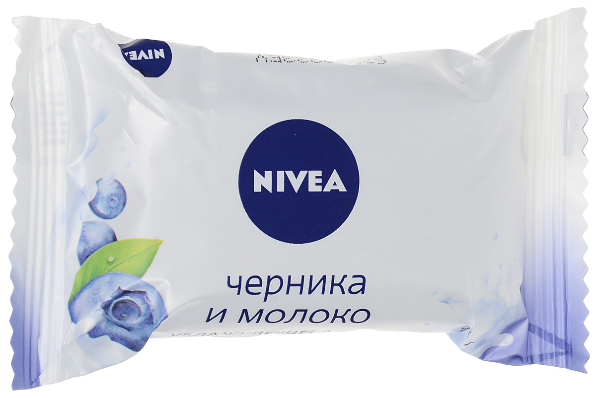 NIVEA Увлажняющее мыло«Черника и молоко» 90 гр9 NIVEA Увлажняющее мыло«Черника и молоко» 90 гр9•Мыло ЧЕРНИКА И МОЛОКО от NIVEA с ароматом свежей черники и ухаживающим молочными протеинами нежно очищает кожу, делая ее ощутимо гладкой и придает ей нежный аромат