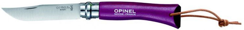 Нож Opinel Tradition. Colored №07, длина клинка 8 см, цвет: фиолетовый1301210 Нож Opinel Tradition. Colored №07, длина клинка 8 см, цвет: фиолетовый1301210Нож Opinel Tradition Colored №07, нержавеющая сталь, рукоять - граб, цвет - фиолетовый, с темляком.Идеальный карманный нож для пикника, барбекю, походов, охоты и рыбалки.Характеристики ножа:Материал лезвия: сталь Sandvik 12C27Материал рукояти: окрашенный граб, цвет фиолетовый Тип ножевого замка: ViroblockПриспособление для открытия клинка: насечка на лезвииДлина лезвия, см: 8Длина ножа, см: 17,5Ширина лезвия, см: 1,6Длина в сложенном положении, см: 10Вес, гр: 35Viroblock - оригинальное запорное устройство, представляющее собой кольцо с прорезью, которое, будучи повернуто относительно оси ножа, упирается в пятку клинка и не доет ножу самопроизвольно складываться при работе или раскладываться в кармане. Конструкция эта защищена патентом и устанавливается на ножи Opinel с 1955 года, начиная с модели n° 6.