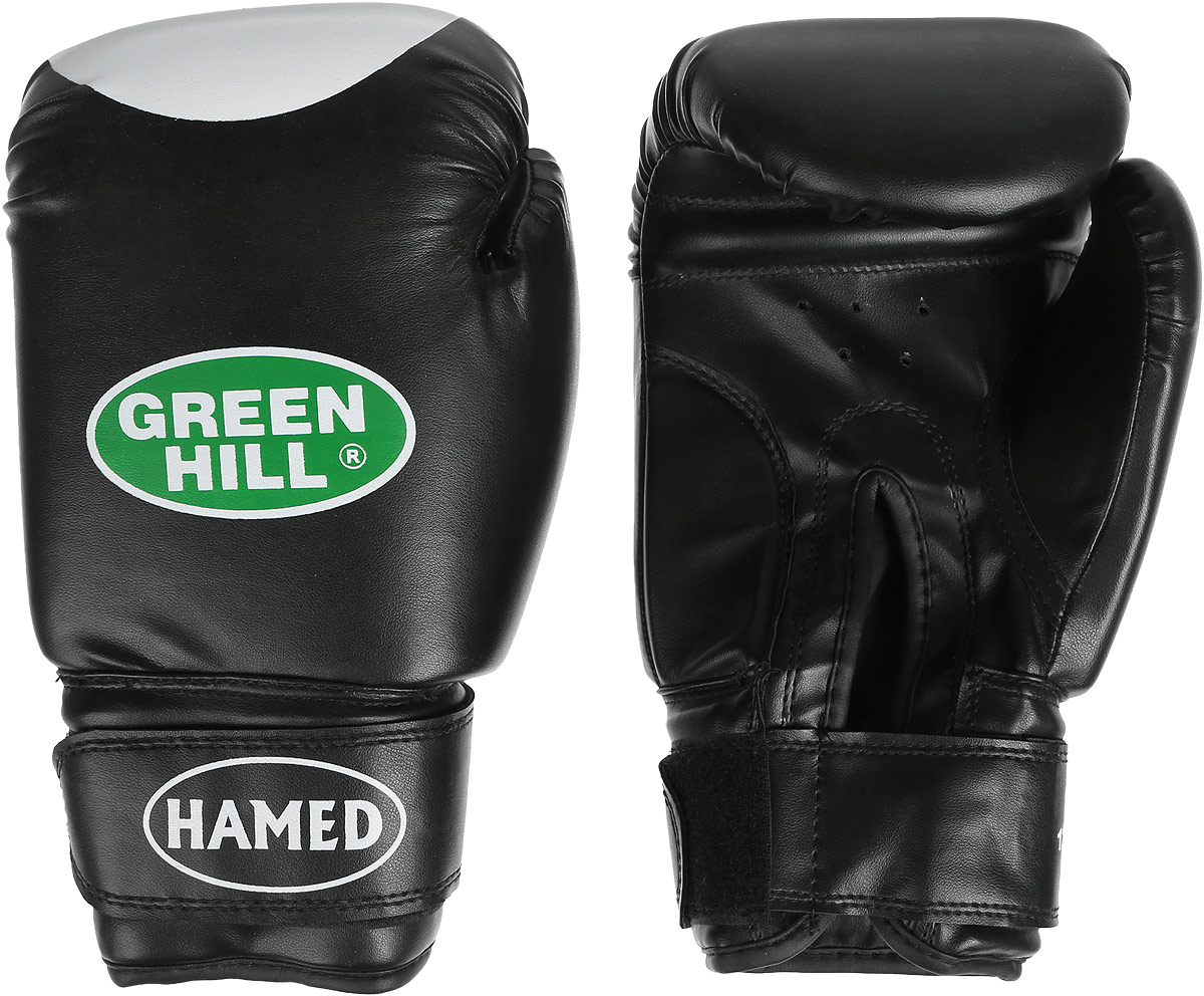 Перчатки боксерские Green Hill Hamed, цвет: черный. Вес 12 унцийG-2036312 Перчатки боксерские Green Hill Hamed, цвет: черный. Вес 12 унцийG-2036312Боксерские перчатки Green Hill Hamed прекрасно подойдут для прогрессирующих спортсменов. Верх выполнен из искусственной кожи, наполнитель - из пенополиуретана. Перфорированная поверхность в области ладони позволяет создать максимально комфортный терморежим во время занятий. Широкий ремень, охватывая запястье, полностью оборачивается вокруг манжеты, благодаря чему создается дополнительная защита лучезапястного сустава от травмирования. Перчатки прекрасно сидят на руке. Застежка на липучке способствует быстрому и удобному надеванию перчаток, плотно фиксирует перчатки на руке.