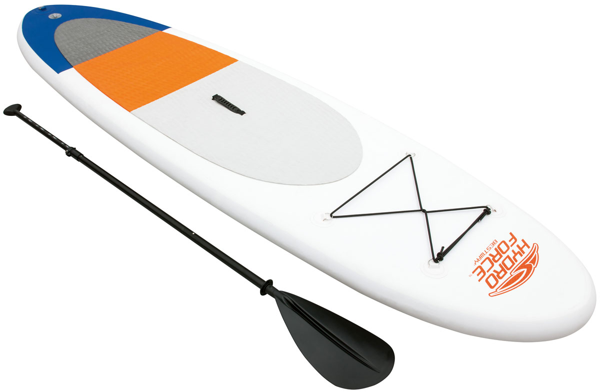 Bestway SUP-доска и каяк 2-в-11305R Bestway SUP-доска и каяк 2-в-11305R3 плавника для стабильности. Быстрое надувание и сдувание. Резинка для крепления багажа. Нескользящая площадка. В комплекте алюминиевое весло (215 см), ручной насос, рюкзак для хранения, датчик давления, поводок, рем комплект.Максимальная вместимость: 1 человек. Размер надутой доски: 285 х 76 х 10 см. Максимальная нагрузка 75 кг.