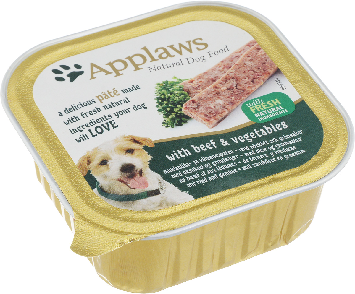 Консервы Applaws для взрослых собак, паштет с говядиной и овощами, 150 г0120710 Консервы Applaws для взрослых собак, паштет с говядиной и овощами, 150 г0120710Нежный паштет Applaws – это полнорационная порция мясного мусса с добавлением всех необходимых для собаки витаминов и минералов. Упаковка в виде алюминиевого контейнера прекрасно сохраняет качество ингредиентов и его непревзойденный вкус. Состав: мясо курицы, свинина, говядина 4%, мясо индейки, рыба, морковь 4%, горох 4%, витамины и минералы.Пищевые добавки: витамин D3 140 МЕ/кг, йодат кальция, безводный 0,47 мг/кг, сульфат цинка, моногидрат 34 мг/кг, сульфат меди (II), пентагидрат 2,0 мг/кг, оксид марганца 1,6 мг/кг. Гарантированный анализ: белки 10%, жиры 5,5%, клетчатка 0,2%, зола 2,3%, влага 82%. Товар сертифицирован.