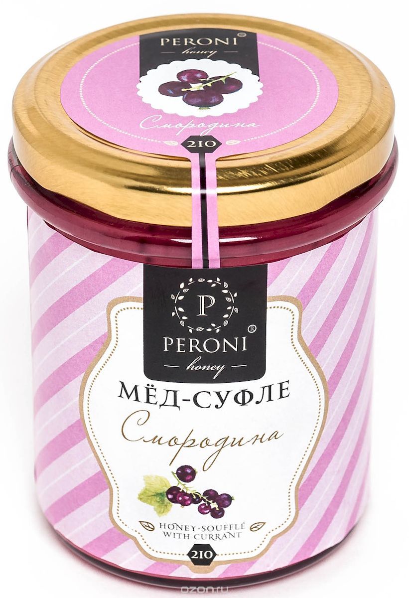 Peroni Смородина мёд-суфле, 220 г0120710 Peroni Смородина мёд-суфле, 220 г0120710Яркая кислинка черной смородины оставляет ощущение бодрости и искрящейся радости. Черная смородина превзошла все ягоды по количеству находящихся в ней витаминов, минералов и других полезных веществ. Поэтому она просто незаменима для поддержания тонуса и энергии в организме в любое время года.Для получения меда-суфле используются специальные технологии. Мёд долго вымешивается при определенной скорости, после чего его выдерживают при температуре 12-14 градусов по Цельсию, тем самым закрепляя его нужную консистенцию. Все полезные свойства меда при этом сохраняются.