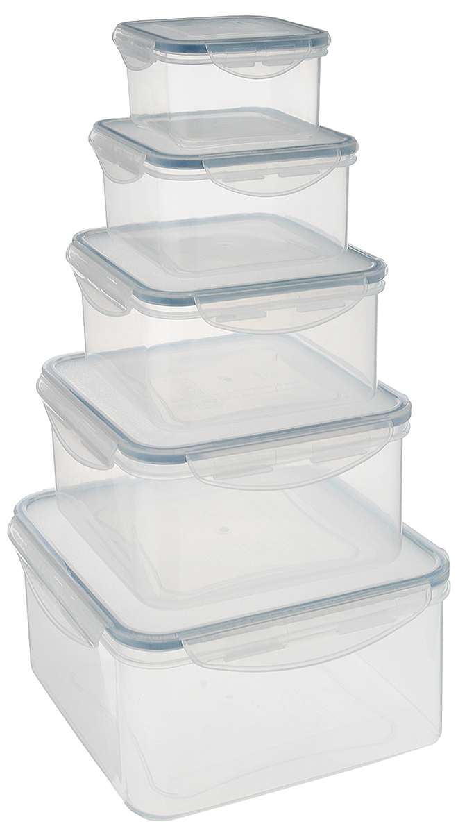 Набор контейнеров Tescoma Freshbox, 5 шт. 89204421 395 599 Набор контейнеров Tescoma Freshbox, 5 шт. 89204421 395 599Набор Tescoma Freshbox состоит из 5 контейнеров, которые изготовлены из высококачественного пластика. Изделия идеально подходят не только для хранения, но и для транспортировки пищи. Контейнеры имеют крышки, которые плотно закрываются на 2 защелки и оснащены специальными силиконовыми прослойками. Поэтому контейнер подходит для хранения не только пищи, но и жидкости. Изделие подходит для домашнего использования, для пикников, поездок, отдыха на природе, его можно взять с собой на работу или учебу. Можно использовать в СВЧ-печах, холодильниках, посудомоечных машинах, морозильных камерах.Размер контейнера на 0,4 литра (без учета крышки): 10 х 10 x 5,5 см.Размер контейнера на 0,7 литра (без учета крышки): 12 х 12 x 6,5 см.Размер контейнера на 1,2 литра (без учета крышки): 14,5 х 14,5 x 7,5 см.Размер контейнера на 2 литра (без учета крышки): 17 х 17 x 8,5 см.Размер контейнера на 3 литра (без учета крышки): 20 х 20 x 9,5 см.