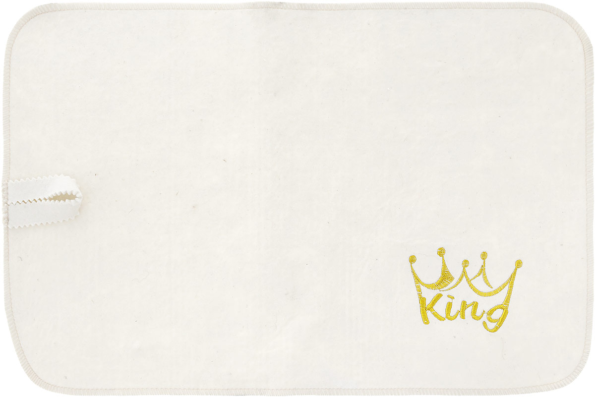 Коврик для бани и сауны Доктор Баня King, цвет: белый, 48 см x 32 см391602 Коврик для бани и сауны Доктор Баня King, цвет: белый, 48 см x 32 см391602Коврик - необходимый банный аксессуар. Является средством личной гигиены, защищает открытые части тела парильщика от перегретых поверхностей полок, лавок в парной бани или сауны. Коврик выполнен из фетра и оформлен вышивкой в виде короны с надписью King.