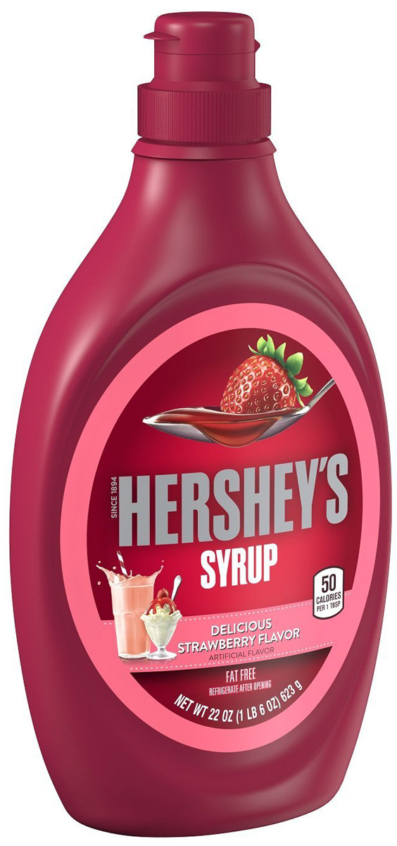 Hersheys клубничный сироп, 623 г0120710 Hersheys клубничный сироп, 623 г0120710Сахарный сироп Hersheys с насыщенным клубничным вкусом. Рекомендуется подавать к выпечке, мороженому и другим десертам. Капля клубничного сиропа придаст свежеиспеченным блинам и оладьям долгожданный летний колорит.