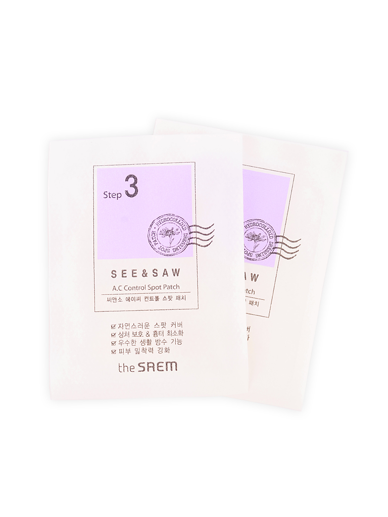 The Saem Патчи для проблемной кожи See & Saw A.C Control Spot Patch, 2*10мм / 2*12ммFS-00897 The Saem Патчи для проблемной кожи See & Saw A.C Control Spot Patch, 2*10мм / 2*12ммFS-00897Патчи для проблемной кожи с экстрактом эхинацеи. Средство на основе мощного антиоксиданта оказывает антисептическое и успокаивающее действие на кожу с акне, помогает уменьшить высыпания, покраснения, ускорить процесс заживления и риск возникновения шрамов и пост-акне. Нормализует работу сальных желез и матирует кожу, поддерживая необходимый уровень увлажнения, что помогает нормализовать обменные процессы. Просты и удобны в использовании.