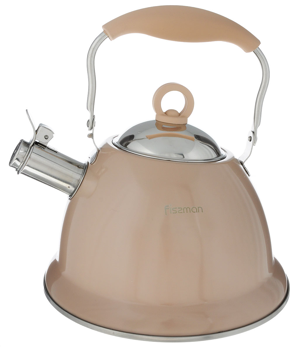 Чайник Fissman Florence, со свистком, цвет: кофейный, 2,6 л54 009312 Чайник Fissman Florence, со свистком, цвет: кофейный, 2,6 л54 009312Чайник Fissman Florence изготовлен из высококачественной нержавеющей стали 18/10. Нержавеющая сталь обладает высокой устойчивостью к коррозии, не вступает в реакцию с холодными и горячими продуктами и полностью сохраняет их вкусовые качества. Особая конструкция капсулированного дна способствует высокой теплопроводности и равномерному распределению тепла. Чайник оснащен удобной ручкой с силиконовым покрытием. Носик чайника имеет откидной свисток, звуковой сигнал которого подскажет, когда закипит вода.Благодаря чайнику Fissman Florence, вы будете постоянно ощущать тепло и уют на вашей кухне.Подходит длягазовых, электрических, стеклокерамических, индукционных плит. Можно мыть в посудомоечной машине. Диаметр чайника (по верхнему краю): 9,5 см. Высота чайника (без учета крышки и ручки): 13 см. Высота чайника (с учетом ручки): 25,5 см. Диаметр индукционного диска: 18,5 см.