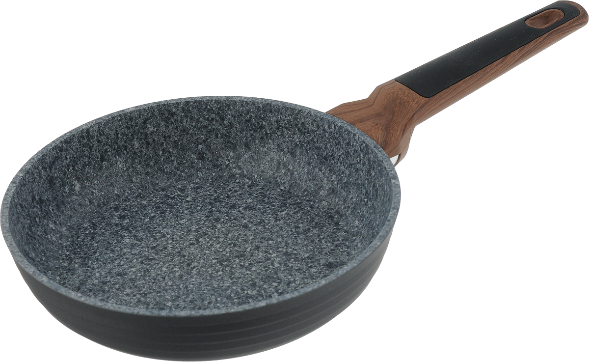Сковорода Fissman Diamond Grey, с антипригарным покрытием. Диаметр 20 см94672 Сковорода Fissman Diamond Grey, с антипригарным покрытием. Диаметр 20 см94672Сковорода Fissman Diamond Grey изготовлена из литого алюминия с новым 5-слойным профессиональным покрытием EcoStone. Это устойчивое к царапинам и износу покрытие, усиленное вкраплениями каменных частиц. Усовершенствованная технология обеспечивает наилучшие эксплуатационные свойства, прочность и долговечность. Толстое дно сковороды рационально распределяет тепло, а удобная ручка из бакелита не нагревается и не скользит в руках. Уникальный, притягивающий дизайн сковороды Fissman Diamond Grey не оставит вас равнодушными.Подходит для газовых, электрических, стеклокерамических плит, а также индукционных. Можно мыть в посудомоечной машине. Высота стенки: 4,5 см. Длина ручки: 18 см.