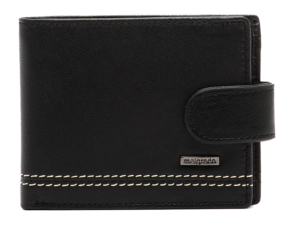 Портмоне Malgrado, цвет: черный. 32001-9-55D Black1-022_516 Портмоне Malgrado, цвет: черный. 32001-9-55D Black1-022_516Портмоне Malgrado выполнено из высококачественной натуральной кожи черного цвета с логотипом фирмы, украшено двойной строчкой. Портмоне имеет два кармана для купюр, шесть отделений для визиток, два скрытых кармашка.Портмоне закрывается хлястиком на кнопку. Это элегантное портмоне непременно подойдет к вашему образу и порадует простотой, стилем и функциональностью. Портмоне упаковано в коробку из плотного картона с логотипом фирмы. Характеристики: Материал: натуральная кожа, текстиль, металл. Размер портмоне в сложенном виде: 11 см х 8 см х 1 см.