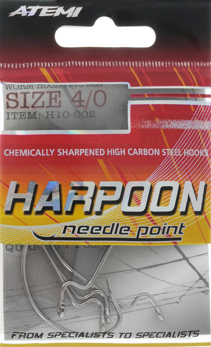 Крючок рыболовный Atemi Harpoon, офсетный, цвет: черный, №4, 5 шт8276-C Крючок рыболовный Atemi Harpoon, офсетный, цвет: черный, №4, 5 шт8276-CКрупный офсетный крючок Atemi Harpoon с головкой в виде лопаточки предназначен для морской рыбалки, промышленного лова или для ловли крупной рыбы в пресной воде. Крючок выполнен из качественной высокоуглеродистой стальной проволоки.