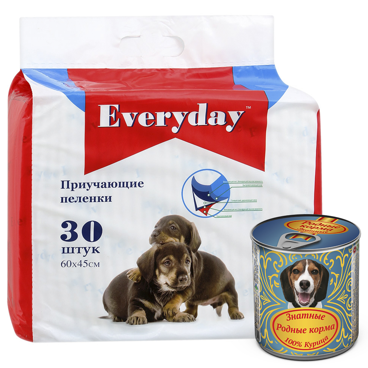 Впитывающие пеленки для животных Everyday, гелевые, 60х45 см, 30 шт + ПОДАРОК: Консервы для собак Родные корма Знатные, 100 % Курица, 340 г0120710 Впитывающие пеленки для животных Everyday, гелевые, 60х45 см, 30 шт + ПОДАРОК: Консервы для собак Родные корма Знатные, 100 % Курица, 340 г0120710Пелёнки изготовлены под девизом: Цена+качество+ гигиена+комфорт. Имеют ненавязчивый привлекающий аромат. Содержат специальный гель внутри впитывающего слоя, что позволяет продлить срок использования гигиенического изделия. Всегда чисто! Всегда сухо! + ПОДАРОК Консервы РОДНЫЕ КОРМА Знатные 100 % Курица для собак 340 г