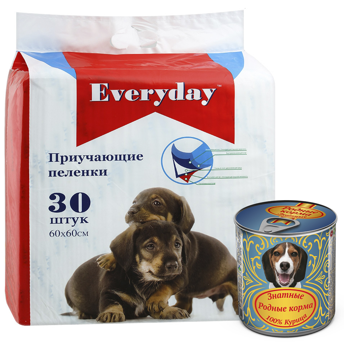 Впитывающие пеленки для животных Everyday, гелевые, 60х60 см, 30 шт + ПОДАРОК: Консервы для собак Родные корма Знатные, 100 % Курица, 340 г0120710 Впитывающие пеленки для животных Everyday, гелевые, 60х60 см, 30 шт + ПОДАРОК: Консервы для собак Родные корма Знатные, 100 % Курица, 340 г0120710Пелёнки изготовлены под девизом: Цена+качество+ гигиена+комфорт. Имеют ненавязчивый привлекающий аромат. Содержат специальный гель внутри впитывающего слоя, что позволяет продлить срок использования гигиенического изделия. Всегда чисто! Всегда сухо! + ПОДАРОК Консервы РОДНЫЕ КОРМА Знатные 100 % Курица для собак 340 г