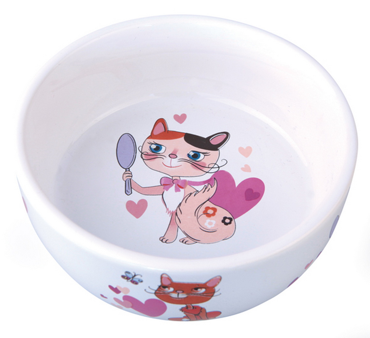Миска для кошек Dezzie Красавица, 300 мл0120710 Миска для кошек Dezzie Красавица, 300 мл0120710Керамическая миска привлекает внимание покупателей блестящей гладкой поверхностью и интересным рисунком.