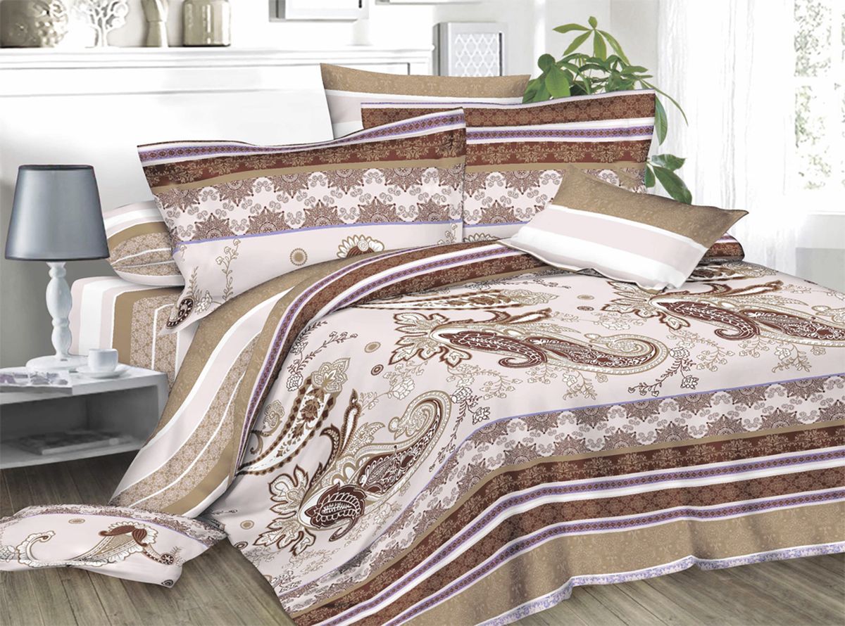 Комплект белья Amore Mio Natali, 1,5-спальный, наволочки 70x70, цвет: бежевый, коричневыйPANTERA SPX-2RS Комплект белья Amore Mio Natali, 1,5-спальный, наволочки 70x70, цвет: бежевый, коричневыйPANTERA SPX-2RSКомплект постельного белья Amore Mio является экологически безопасным для всей семьи, так как выполнен из сатина (100% хлопок). Постельное белье оформлено оригинальным рисунком и имеет изысканный внешний вид. Сатин - это ткань сатинового (атласного) переплетения нитей. Имеет гладкую, шелковистую лицевую поверхность, на которой преобладают уточные нити (уток - горизонтально расположенные в тканом полотне нити). Сатин изготавливается из крученой хлопковой нити двойного плетения. Он чрезвычайно приятен на ощупь, не электризуется и не скользит по кровати. Сатин прекрасно сохраняет форму и не мнется, отлично пропускает воздух, что позволяет телу дышать и дарит здоровый и комфортный сон.Комплект состоит из пододеяльника, простыни и двух наволочек.