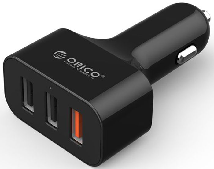 Устройство зарядное автомобильное Orico UCH-2U1Q, 3 USB порта (1- QC2.0, 1-5V2.4A, 1-5V1A), цвет: черныйH00001343 Устройство зарядное автомобильное Orico UCH-2U1Q, 3 USB порта (1- QC2.0, 1-5V2.4A, 1-5V1A), цвет: черныйH00001343Универсальное автомобильное зарядное устройство Orico UCH-2U1Q предназначено для подзарядки различных гаджетов: смартфон, сотовый телефон, электронная книга, планшетный компьютер, плеер и многое другое. Рассматриваемая модель получила 3 USB порта, которые отличаются выходными мощностями. Данная особенность предоставляет возможность одновременно подзаряжать сразу 3 устройства. При этом, стоит подчеркнуть, что один порт (окрашен в оранжевый цвет) поддерживает Quick Charge 2-го поколения, что позволяет ускорить процесс подзарядки до 75% (подключенное устройство также должно поддерживать данную технологию). Максимальная мощность достигает 35 Вт. Корпус зарядного устройства выполнен из качественного пластика устойчивого к износу.