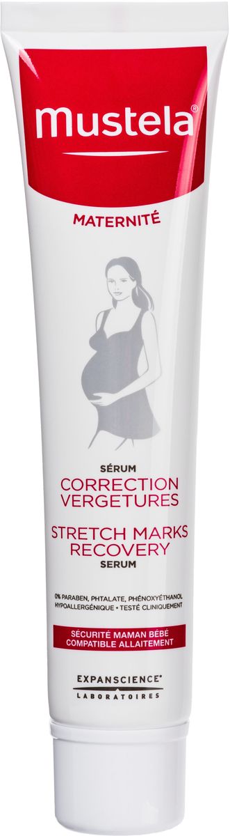 Mustela Maternity Сыворотка восстанавливающая против растяжек 75 млFS-00897 Mustela Maternity Сыворотка восстанавливающая против растяжек 75 млFS-00897Назначение: Сыворотка для ухода за кожей, на которой появились растяжки.Помогает восстанавливать кожу, делая растяжки менее заметными. Гипоаллергенная формула. Можно использовать в период грудного вскармливания. Не содержит парабены, фталаты, феноксиэтанол, бисфенолы A и S, кофеин и спирт. Свойства: Пептиды авокадо, запатентованный ингредиент природного происхождения, помогает уменьшить ощущение стянутостикожи, улучшает ее эластичность и придает коже ощущение мягкости и комфорта.Способствует улучшению эластичности кожи в местах,поврежденных растяжением.Микронутриенты помогают восстановить кожу, благодаря чему растяжки становятся менее заметными.Товар сертифицирован.