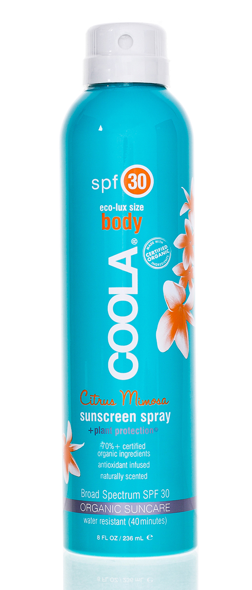 Coola Suncare Солнцезащитный спрей для лица и тела Мимоза SPF30 236 млFS-00897 Coola Suncare Солнцезащитный спрей для лица и тела Мимоза SPF30 236 млFS-00897На ходу распылите ваш прозрачный солнцезащитный спрей длительного действия с натуральным экстрактом цитруса и мимозы. Обладая высокой степенью защиты SPF 30, этот спрей будет питать, восстанавливать и увлажнять кожу за счет 97% содержащихся в нем, прошедших сертификацию, органических активных компонентов, таких как алоэ, огурец, морские водоросли, экстракт клубники и масло семян малины, натуральный солнцезащитный фактор и противовоспалительный компонент, богатый омегакислотами. Получайте удовольствие от пребывания на солнце вместе с COOLA.