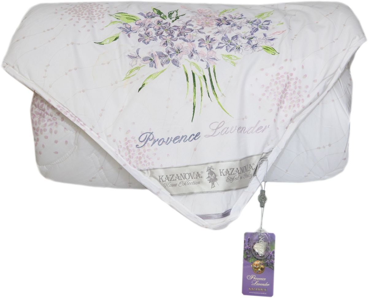 Одеяло KAZANOV.A. Organic Fibers. Provence Lavender, цвет: белый, 200 x 220 смK44-156-2.0 Одеяло KAZANOV.A. Organic Fibers. Provence Lavender, цвет: белый, 200 x 220 смK44-156-2.0Одеяла серии Organic Fibers созданы по лучшей на сегодняшний день технологии АэроПух. Технология изготовления наполнителя придает материалу уникальные свойства: с одной стороны объем и мягкость, а с другой - для него характерна упругость и способность восстанавливаться при сдавливании до первоначального объема и формы. Благодаря хаотичному расположению скрученных волокон аэропух избегает основной проблемы других наполнителей - сбивания. Особенности технологии изготовления аэропуха обеспечивают ему ряд потребительских свойств: высокая гипоаллергенность - исключение условий размножения клещей и микроорганизмов; прекрасная вентилируемость; эффект памяти; экологичность - технология производства без применения вредных для здоровья веществ. При всех вышеуказанных преимуществах этого наполнителя есть еще один существенный плюс: изделия из аэропуха выдерживают неограниченное число стирок в стиральной машине при деликатном режиме.