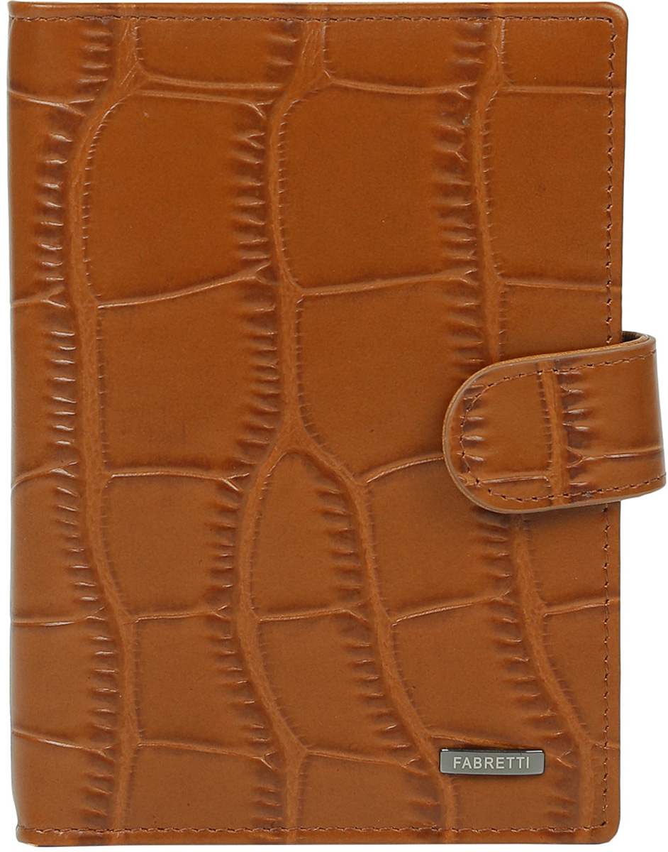 Обложка для документов мужская Fabretti, цвет: коричневый. 53003-tanA52_108 Обложка для документов мужская Fabretti, цвет: коричневый. 53003-tanA52_108Мужская обложка для документов Fabretti выполнена из натуральной кожи с тиснением.Изделие раскладывается пополам и закрывается на хлястик с кнопкой. Обложка содержит съемный блок из шести прозрачных файлов из мягкого пластика, один из которых формата А5, два боковых прозрачных кармана и отделение для паспорта с тремя боковыми карманами и пятью кармашками для пластиковых карт, один из которых с прозрачным окошком.