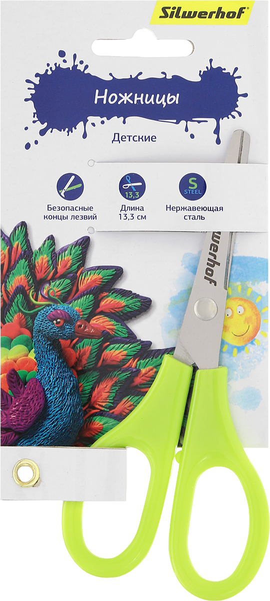 Silwerhof Ножницы детские Пластилиновая коллекция цвет салатовый 13,3 смFS-54110 Silwerhof Ножницы детские Пластилиновая коллекция цвет салатовый 13,3 смFS-54110Детские ножницы Silwerhof Пластилиновая коллекция прекрасно подойдут для детского творчества.Лезвия выполнены из высокоуглеродистой стали с закругленными концами, что делает процесс работы с ними безопасным для ребенка. Благодаря эргономичной форме пластиковых ручек, модель отлично ложится как в детскую, так и во взрослую руку.Ножницы хорошо справляются с резкой бумаги, картона и станут незаменимым помощником в процессе создания аппликаций и других поделок.Предназначены для детей от трех лет.