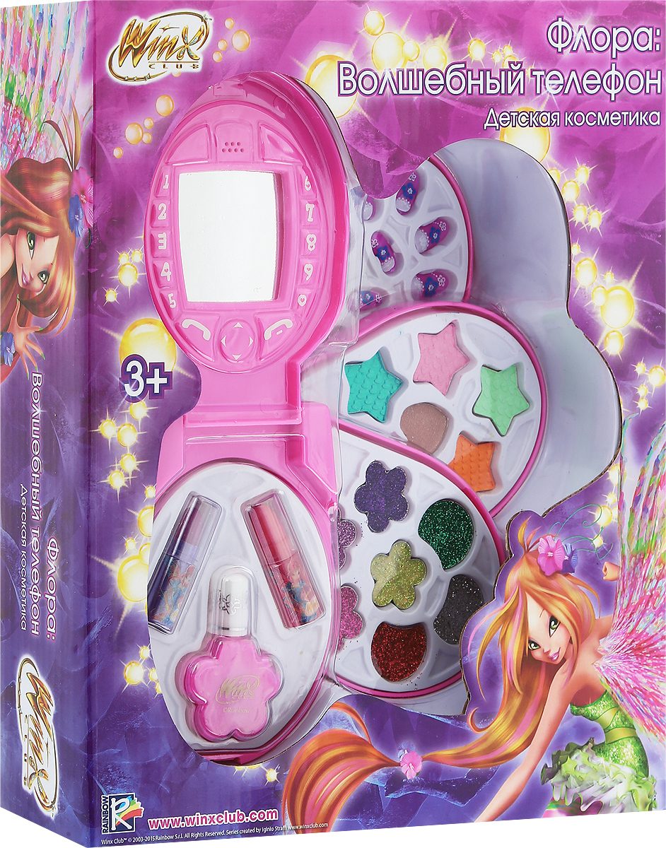 Winx Club Набор детской декоративной косметики Флора Волшебный телефон1092018 Winx Club Набор детской декоративной косметики Флора Волшебный телефон1092018Набор детской косметики Winx Club Флора: Волшебный телефон (тени, помадки, лак, зеркало) изготовлен под лицензией известного мультсериала и включает всё необходимое для создания яркого образа.Красочное, фирменное оформление упаковки, любимые персонажи, качество и безопасность для ребёнка - всё это делает лицензионную продукцию привлекательной и популярной среди покупателей всех возрастов.Рекомендуемый возраст от 3 лет.Не рекомендуется детям до 3-х лет.Уважаемые клиенты! Обращаем ваше внимание, что полный перечень состава представлен на дополнительном изображении.