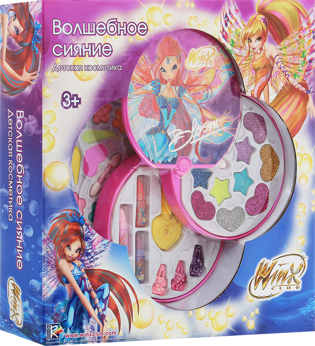 Winx Club Набор детской декоративной косметики Волшебное сияние1301210 Winx Club Набор детской декоративной косметики Волшебное сияние1301210Набор детской косметики Winx Club Волшебное сияние (блеск, тени, лак, помадки, кисточки) изготовлен под лицензией известного мультсериала и включает всё необходимое для создания яркого образа.Красочное, фирменное оформление упаковки, любимые персонажи, качество и безопасность для ребёнка - всё это делает лицензионную продукцию привлекательной и популярной среди покупателей всех возрастов.Рекомендуемый возраст от 3 лет.Не рекомендуется детям до 3-х лет.Уважаемые клиенты! Обращаем ваше внимание, что полный перечень состава продукта представлен на дополнительном изображении.