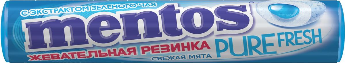 Mentos Pure Fresh Свежая мята жевательная резинка, 20 шт по 16 г0120710 Mentos Pure Fresh Свежая мята жевательная резинка, 20 шт по 16 г0120710Жевательная резинка Mentos Pure Fresh Свежая мята содержит экстракт зеленого чая для интенсивного ощущения свежести. Теперь в новом, но культовом формате ролла! Уникальный жидкий центр жевательных резинок Pure Fresh доставляет ощущение мгновенного освежения дыхания - надолго.