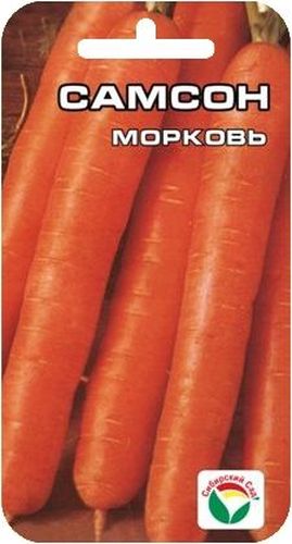 Семена Сибирский сад Морковь. Самсон 0,5 гр.BH-SI0439-WW Семена Сибирский сад Морковь. Самсон 0,5 гр.BH-SI0439-WWОтличный среднепоздний гибрид голландской селекции. Корнеплод цилиндрический с тупым кончиком, длиной 20-22см, массой 150-220г. Окраска корнеплода красно-оранжевая. Вкусовые качества отличные. Ценность сорта - стабильная урожайность, устойчивость к болезням и хорошая сохранность.