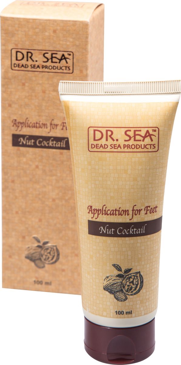 Dr. Sea Аппликация для ног Ореховый коктейль, 100 млFS-00897 Dr. Sea Аппликация для ног Ореховый коктейль, 100 млFS-00897Аппликация для ног «Ореховый коктейль» (арт 324)Эффективный и многофункциональный продукт для ухода за кожей ног. Нежный ферментно-механический пилинг, питание и увлажнение. Измельченные ядра и скорлупа конского каштана, входящие в состав аппликации, удаляют ороговевшие клетки эпидермиса. Эсцин из экстракта конского каштана уменьшает венозную сеточку. Масла и комплекс витаминов улучшают структуру и внешний вид кожи.