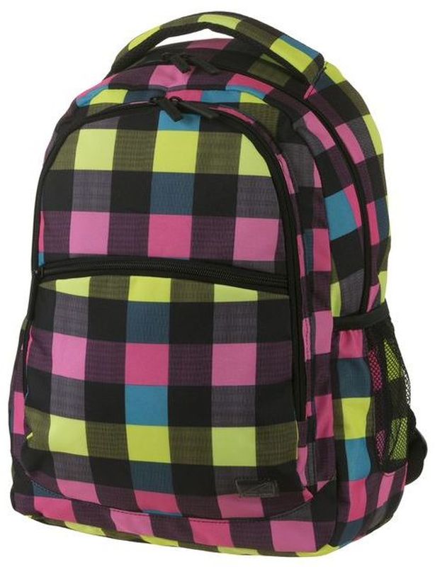 Walker Рюкзак школьный Base Classic Neon Checks72523WD Walker Рюкзак школьный Base Classic Neon Checks72523WDРюкзак Base Classic Neon Checks выполнен из прочного износостойкого материала высокого качества с влагоотталкивающей пропиткой.Рюкзак имеет отделение для ноутбука, органайзер. Основной отсек рюкзака разграничен гибкими разделителями. Рюкзак оснащен удобными регулируемыми эргономичными лямками и имеет большой вместительный карман на застежке-молнии спереди. Еще два кармана из сетки на резинках находятся по бокам снаружи. Рюкзак имеет два отделения на застежке-молнии.