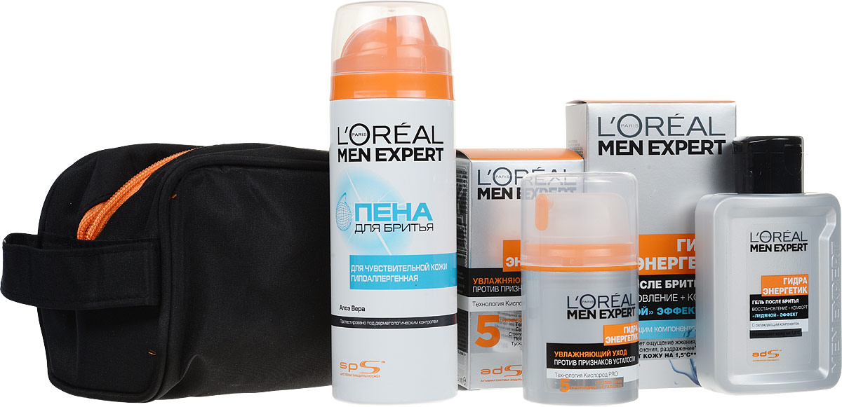 Набор LOreal Paris Men Expert Гидра Энергетик Пена для бритья, 200 мл, + Гель после бритья, 100 мл, + Увлажняющий Уход для лица, 50 мл1301210 Набор LOreal Paris Men Expert Гидра Энергетик Пена для бритья, 200 мл, + Гель после бритья, 100 мл, + Увлажняющий Уход для лица, 50 мл1301210Мужской подарочный набор Loreal «Гидра Сенситив» прекрасно дополнит ежедневный процесс бритья. Скидка 50% на пену для бритья Гидра Сенситив. Пена для бритья «Гидра Сенситив»:Средство препятствует появлению раздражения и жжения во время бритья. Его мягкая гипоаллергенная формула разработана специально для чувствительной кожи. Экстракт алоэ вераувлажняет и успокаивает кожу. Не содержит спирта. Гель после бритья «Гидра Энергетик»:Гель после бритья глубоко увлажняет кожу и предотвращает появление жжения и покраснений. Его инновационная легкая текстура мгновенно превращается в жидкость при нанесении на кожу. Благодаря эффекту «огнетушителя» температура кожи снижается на 1,5 градуса. Средство тонизирует кожу и придает ей ухоженный вид.Уход для лица «Гидра Энергетик»:Увлажняющий крем-уход глубоко насыщает кожу влагой и дарит ей настоящий заряд энергии и тонуса. В составе средства — магний и витамин С, восстанавливающие естественные защитные функции кожи.