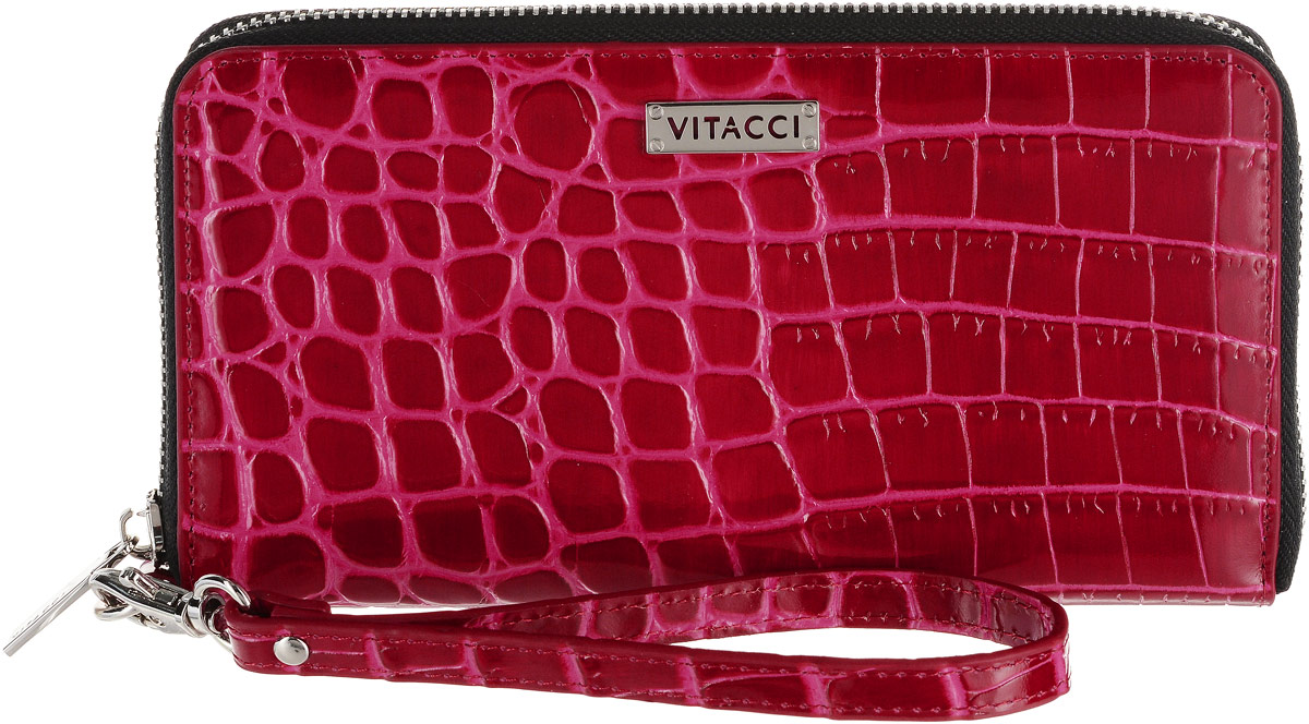 Кошелек женский Vitacci, цвет: розовый, красный. HS134INT-06501 Кошелек женский Vitacci, цвет: розовый, красный. HS134INT-06501Элегантный женский кошелек Vitacci выполнен из высококачественной натуральной кожи с тиснением под крокодила. Кошелек застегивается на застежку-молнию и имеет три отделения для купюр и средник на молнии. Внутри также располагаются двенадцать накладных открытых кармашков для карт и два больших накладных кармашка для бумаг и документов. Модель дополнена съемным ремешком на запястье. Практичность и уникальный стиль кошелька Vitacci подчеркнут вашу элегантность и превосходный вкус.