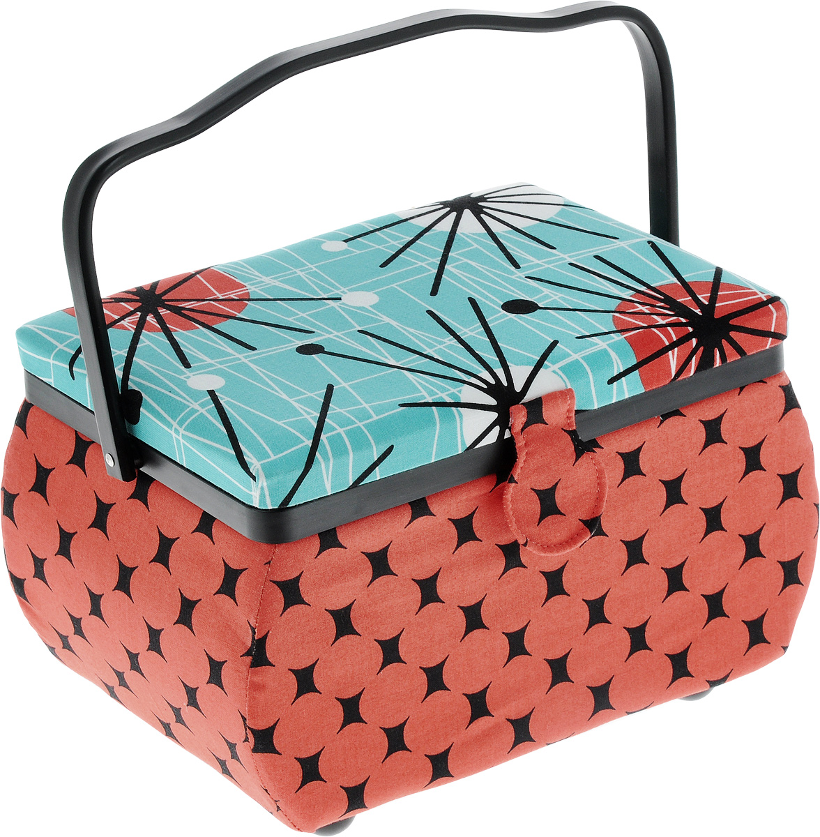 Шкатулка для рукоделия Prym Иголки и Булавки, 27 x 17 x 16 см41619 Шкатулка для рукоделия Prym Иголки и Булавки, 27 x 17 x 16 см41619Шкатулка для рукоделия Prym Иголки и Булавки обтянута со всех сторон плотным текстилем, оснащена удобной жесткой ручкой и ножками. Внутри имеет одно большое отделение и съемный пластиковый лоток с секциями для хранения мелочей. На крышке, с внутренней стороны есть два кармашка на резинках и игольница. Шкатулка закрывается на крепкую магнитную кнопку. Шкатулка Prym Иголки и Булавки очень удобна в использовании, и к тому же станет украшением вашего домашнего интерьера! Размер шкатулки (без учета ручки): 27 x 17 x 16 см. Размер вкладыша: 23 х 14,5 х 3,3 см.Высота шкатулки (с учетом ручки): 27,5 см.