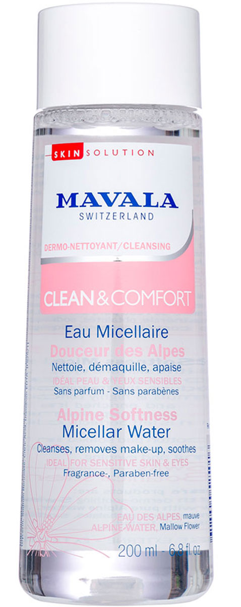 Mavala Смягчающая Альпийская Мицеллярная Вода Clean & Comfort Alpine Softness Micellar Water 200 млFS-00897 Mavala Смягчающая Альпийская Мицеллярная Вода Clean & Comfort Alpine Softness Micellar Water 200 млFS-00897Неправильное очищение кожи приводит к разрушению защитного барьера и появлению раздражения. Смягчающая Альпийская Мицеллярная Вода швейцарского бренда Mavala входит в линейку Clean&Comfort — это средства для деликатного очищения кожи. Подходит для чувствительной кожи, склонной к раздражениям. Вода для изготовления средства добывается из высокогорных источников в швейцарских Альпах. К ней добавляют экстракт цветов Мальвы, который успокаивает и смягчает кожу. Активное действующее вещество — ультрамягкие мицеллы, которые захватывают частички грязи, не повреждая при этом естественный защитный слой эпидермиса. Средство разработано и протестировано в собственной лаборатории Mavala в Женеве (Швейцария). При изготовлении применяются только безопасные и экологически чистые компоненты. Без мыла, парабенов и отдушек. Смягчающую Альпийскую Мицеллярную Воду Mavala рекомендуется использовать утром и вечером в комплексе.