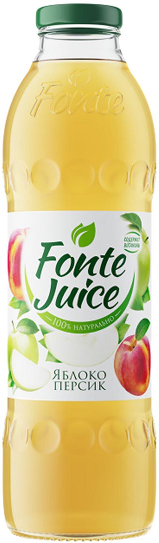 Fonte juice Нектар яблоко, персик, 0,75 л0120710 Fonte juice Нектар яблоко, персик, 0,75 л0120710Сочный вкус и свежий аромат спелых зеленых яблок напоминают о раннем летнем утре, а легкие персиковые нотки дарят сладкое послевкусие, смягчая яблочную прохладу. Источник твоей легкости!