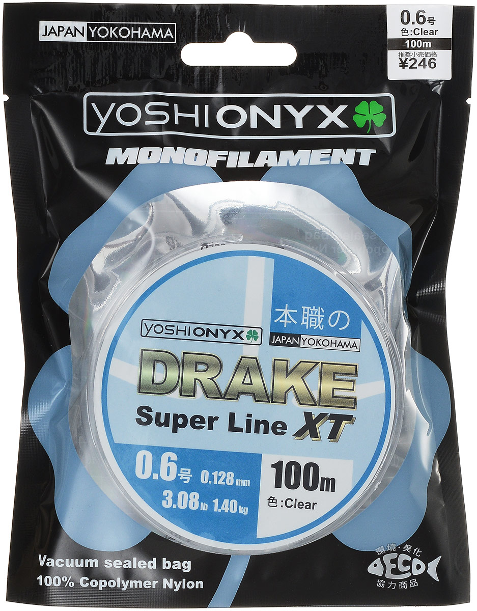 Леска Yoshi Onyx Drake Super Line XT, цвет: прозрачный, 100 м, 0,128 мм, 1,4 кг89466 Леска Yoshi Onyx Drake Super Line XT, цвет: прозрачный, 100 м, 0,128 мм, 1,4 кг89466Леска Yoshi Onyx Drake Super Line XT выполнена из прозрачного монофила (нейлон), что делает ее универсальной. Скользкий и мягкий, этот материал невероятно прочен и отлично выдерживает разрывную нагрузку на большинстве узлов. Леска обладает непревзойденными водоотталкивающими свойствами и практически незаметна в воде, что делает ее незаменимой при ловле в условии низких температур. Данная леска обладает повышенной устойчивостью к истиранию, прочностью и превосходной чувствительностью.