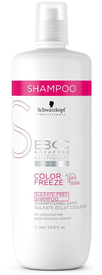 Bonacure Сияние Цвета Бессульфатный Шампунь Color Freeze 1000 млMP59.4D Bonacure Сияние Цвета Бессульфатный Шампунь Color Freeze 1000 млMP59.4DБессульфатный мягкий шампунь для окрашенных волос. Деликтно и эффективно очищает окрашенные волосы, фиксирует пигменты цвета в структуре волос защищает волосы изнутри и снаружи. Рекомендуется использовать в комплексе с продуктами ухода линейки BC Color Freeze