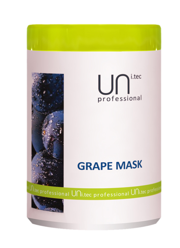 Uni.tec Маска для окрашенных и химически обработанных волос Grape Mask, 1000 мл2074774 Uni.tec Маска для окрашенных и химически обработанных волос Grape Mask, 1000 мл2074774Действие активных компонентов кондиционирует и питает волосы от корней до кончиков, придавая волосам мягкость и блеск. Предупреждает преждевременное старение волос и пролонгирует стойкость цвета окрашенных волос. Благодаря сочетанию экстракта винограда, пальмового масла и глицина сои, обработанные волосы восстанавливаются, одновременно получая ультра увлажнение и защиту от УФ- повреждений. Применение: Нанести на чистые, вымытые волосы легкими массирующими движениями по всей длине, распутать если нужно. Для усиления действия оставить на 3 минуты, тщательно смыть теплой водой.