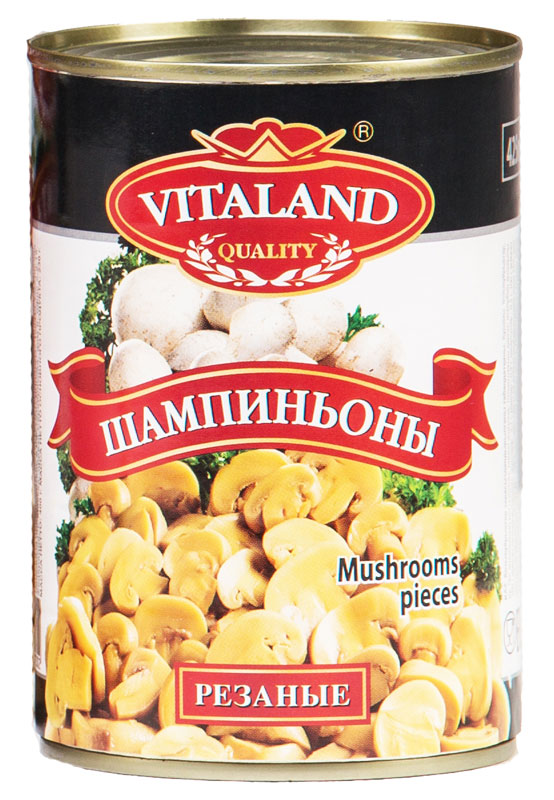 Vitaland шампиньоны резаные, 425 мл0120710 Vitaland шампиньоны резаные, 425 мл0120710Шампиньоны стерилизованные резаные.