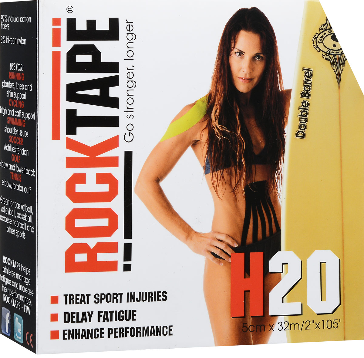 Кинезиотейп Rocktape Bulk H2O, цвет: черный, белый, 5 см х 32 мAIRWHEEL Q3-340WH-BLACK Кинезиотейп Rocktape Bulk H2O, цвет: черный, белый, 5 см х 32 мAIRWHEEL Q3-340WH-BLACKКинезиотейп Rocktape Bulk H2O, выполненный из хлопка и нейлона, был создан специально для водных видов спорта - его клеевая основа еще более стойкая и выдерживает многочасовые пребывания в воде, при этом тейп не теряет свои свойства и продолжает поддерживать спортсмена в течение нескольких дней и в любых условиях. Изделие имеет плотную волнообразную структуру ткани. Не содержит латекса и цинка, водостойкий. Кинезиотейп носится до 5 дней, не теряя своих свойств. 180% эластичности.